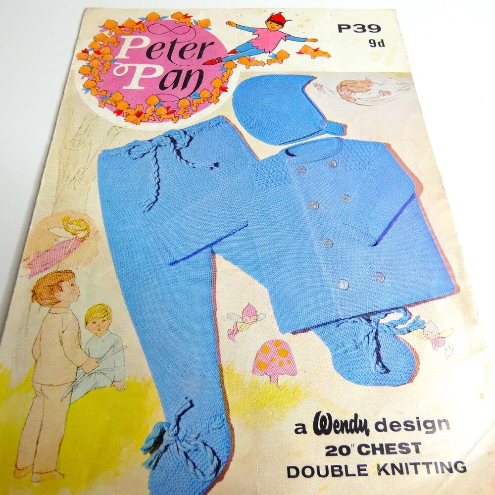 Pattern Baby 3 Pc Set Sweater Legging Cap Vintage UK Dbl Knitting Toddler 18 mos